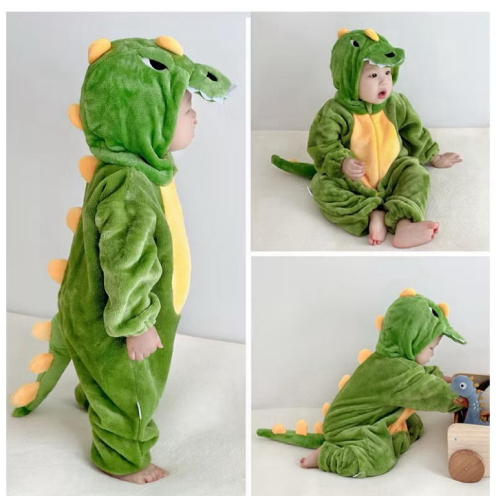❤️優惠促銷❤️台灣出貨 春秋新款 嬰幼兒 法蘭絨 長袖  哈衣 造型爬服 恐龍造型 怪獸造型 老虎造型 龍造型 過年-細節圖6