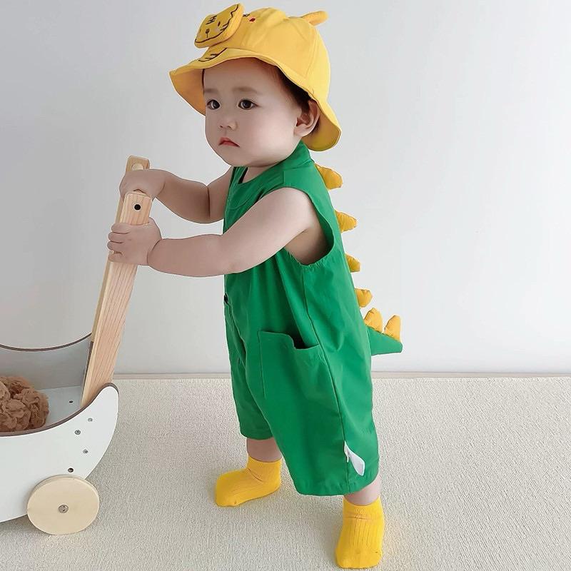 ❤️優惠促銷❤️夏季嬰幼兒新生兒恐龍造型連身衣 恐龍爬服 老虎帽子 遮陽帽 熱銷 新鮮貨 免運費-細節圖4