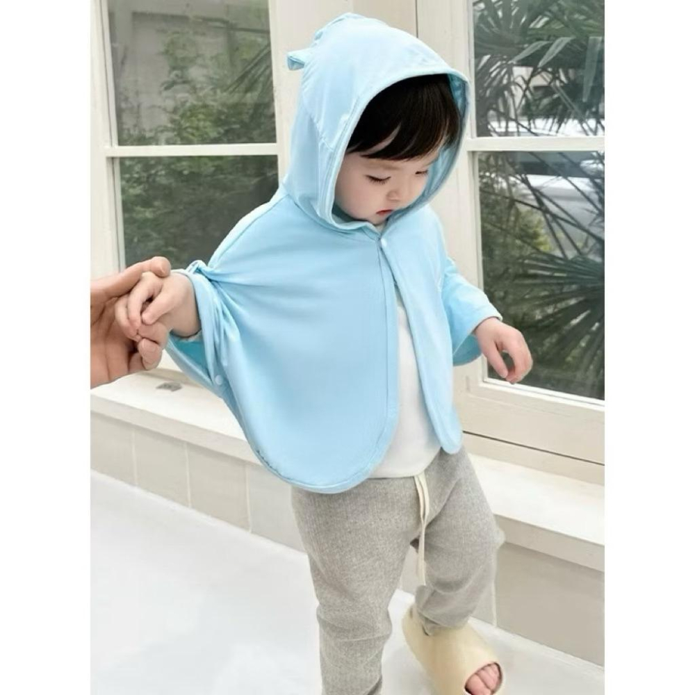 ❤️夏天必備❤️台灣現貨夏季冰絲連帽防紫外線斗篷 男孩冰絲防曬衣 女孩冰絲防曬衣 涼感 輕薄透氣 人氣商品 新鮮貨-細節圖5