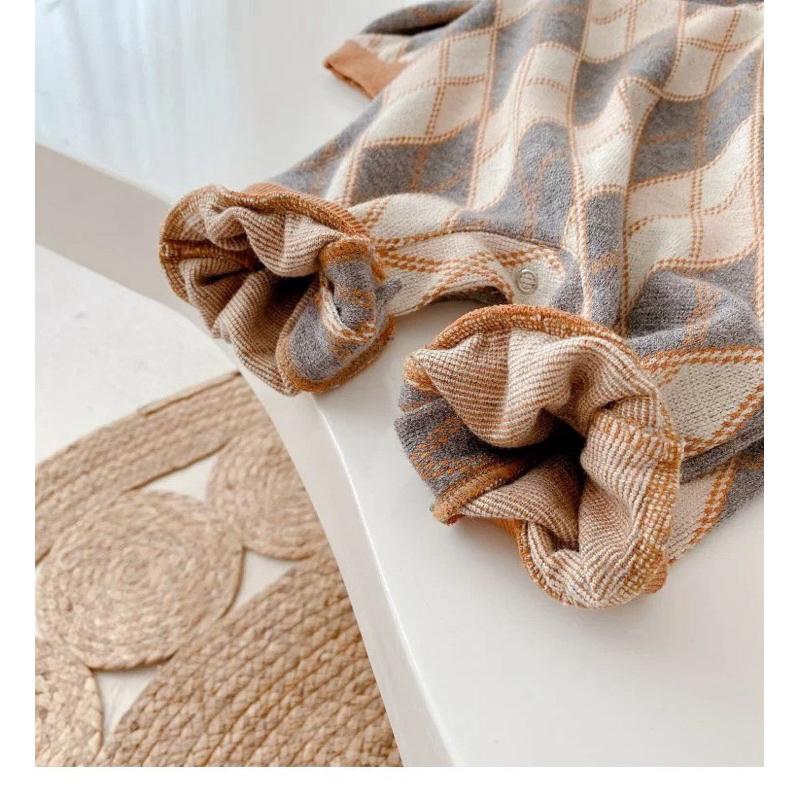 ❤️優惠促銷❤️春秋新款韓版居家長袖連身衣 男寶 女寶 洋氣復古花紋 外出服 免運費 台灣出貨-細節圖8