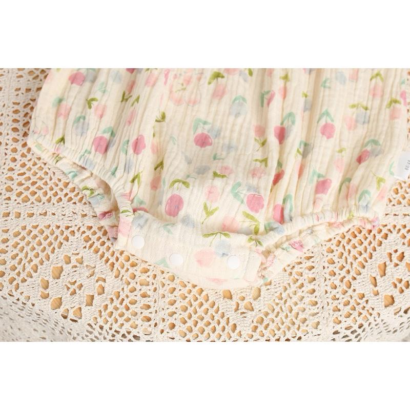 ❤️優惠促銷❤️夏季 女寶 吊帶碎花背心包屁衣 帽子 套裝 遮陽帽 夏季薄款 滿月服 周歲服 新鮮貨-細節圖7