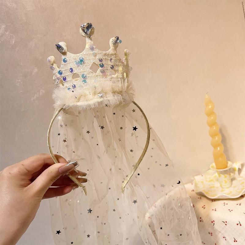 👑優惠促銷👑 女童甜美生日髮箍公主  寶寶皇冠頭紗髮飾 生日派對 🥳生日必備-細節圖7