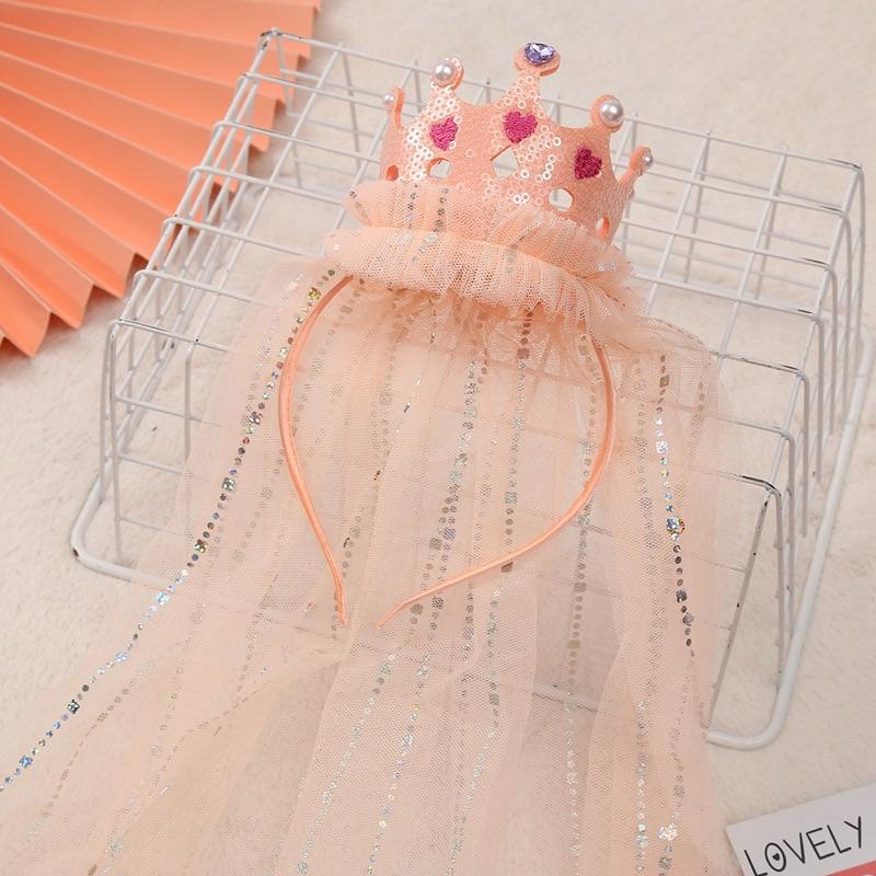 👑優惠促銷👑 女童甜美生日髮箍公主  寶寶皇冠頭紗髮飾 生日派對 🥳生日必備-細節圖8