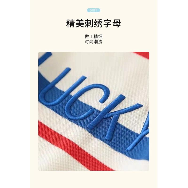 ❤️優惠促銷❤️夏季 男寶 短袖條紋字母連身衣 哈衣 外出服 運動服 熱銷 免運費-細節圖3