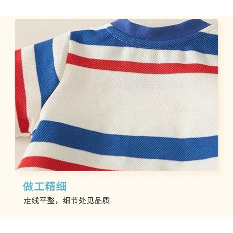 ❤️優惠促銷❤️夏季 男寶 短袖條紋字母連身衣 哈衣 外出服 運動服 熱銷 免運費-細節圖4