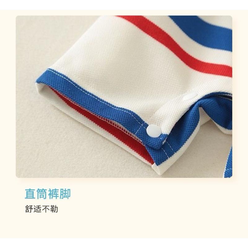 ❤️優惠促銷❤️夏季 男寶 短袖條紋字母連身衣 哈衣 外出服 運動服 熱銷 免運費-細節圖5