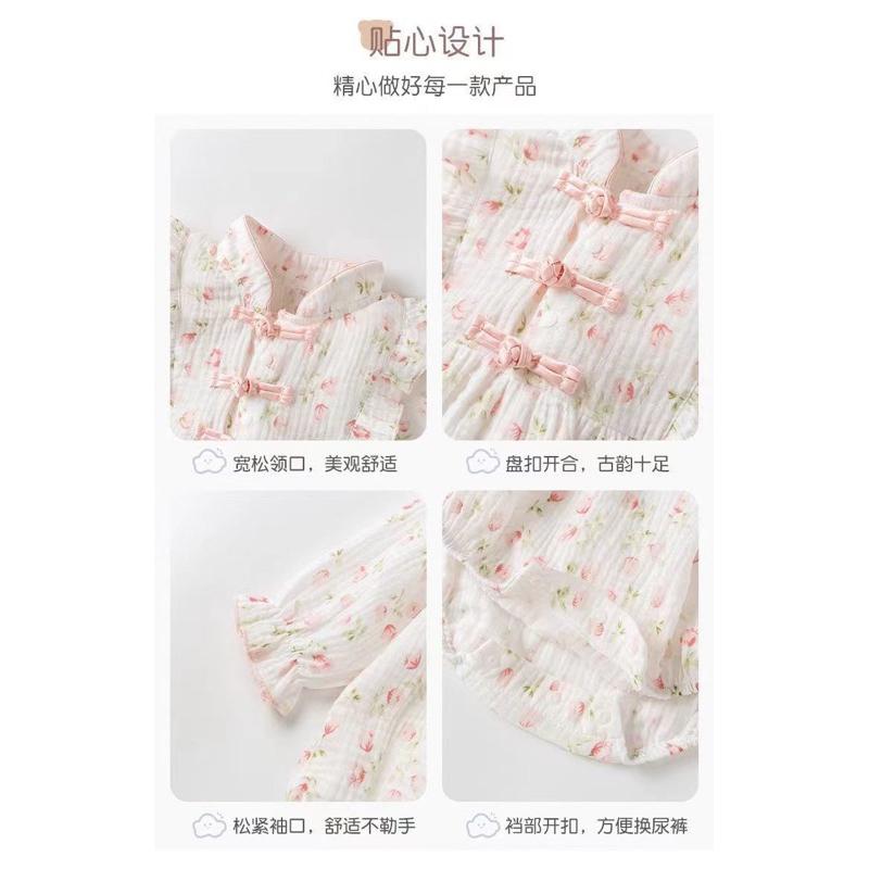 ❤️優惠促銷❤️春秋新款 嬰幼兒 碎花長袖包屁衣 公主風 甜美外出服 春季外出服 百日服 週歲服-細節圖3