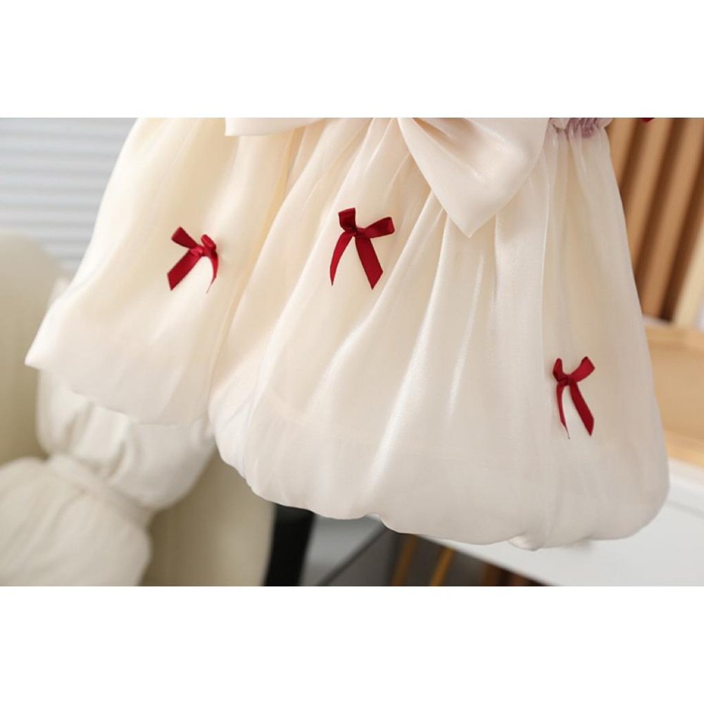 ❤️現貨促銷❤️夏季女寶泡泡袖小熊蝴蝶結拼接小洋裝 寶寶禮服 喜氣 新鮮貨 人氣商品 台灣現貨 隔日到貨 免運費-細節圖7