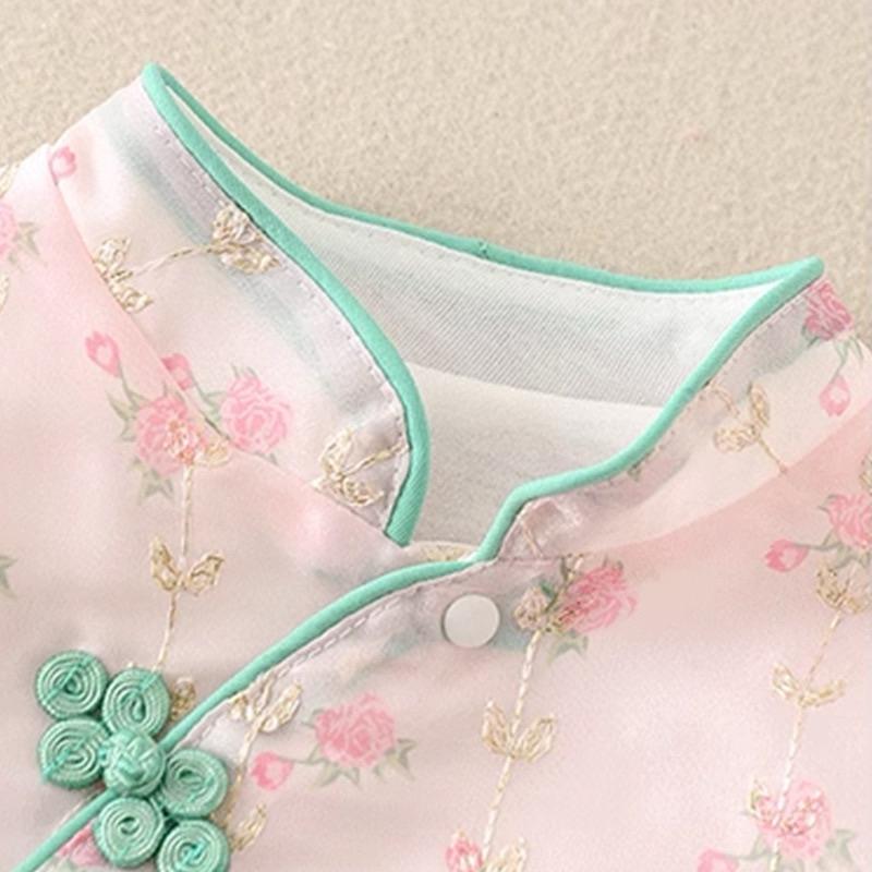 ❤️優惠促銷❤️春秋新款女寶花朵旗袍連身衣 中國風 滿月服 週歲服 外出服 人氣商品 台灣出貨 熱銷 免運費-細節圖5
