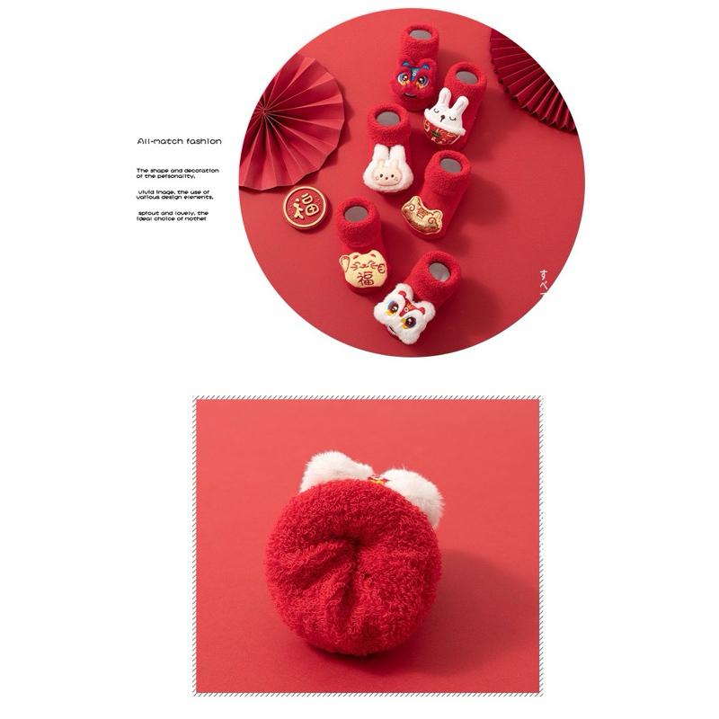 ❤️現貨促銷❤️台灣出貨秋冬新款 紅色新年造型襪子 新生兒襪子 嬰兒過年襪子 嬰兒防滑襪 吉祥襪 過年襪 隔日到貨-細節圖4