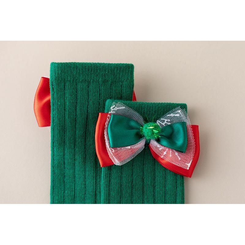 ❤️現貨促銷❤️台灣出貨 西班牙兒童蝴蝶結聖誕襪 寶寶長筒襪 女童襪 聖誕襪 聖誕必備 造型襪 聖誕禮物 紅色新年襪-細節圖7