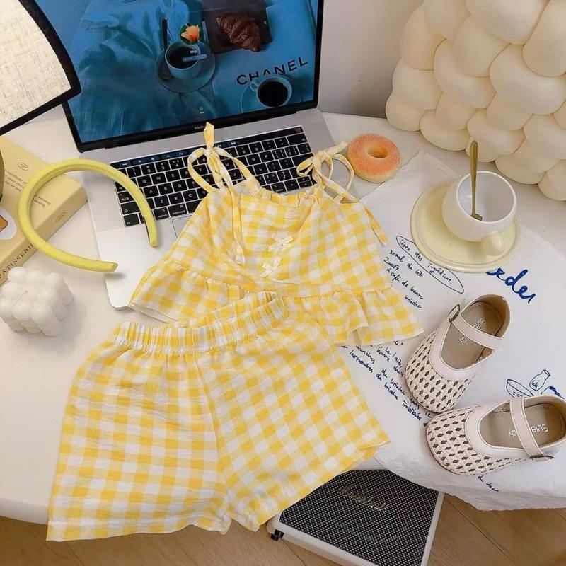 ❤️優惠促銷❤️夏季 女童 格子吊帶上衣 短褲 套裝組-細節圖4