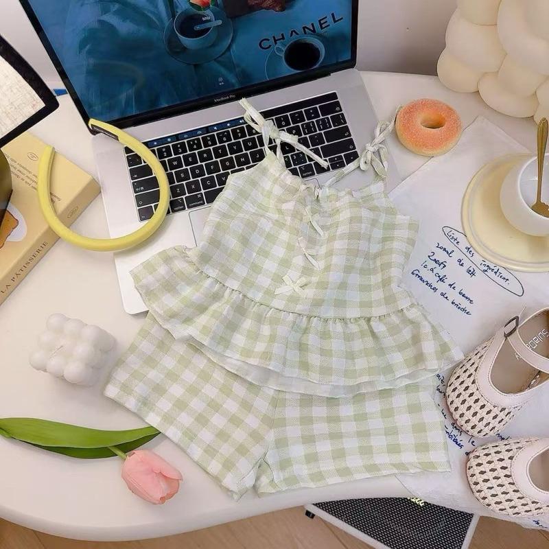 ❤️優惠促銷❤️夏季 女童 格子吊帶上衣 短褲 套裝組-細節圖5