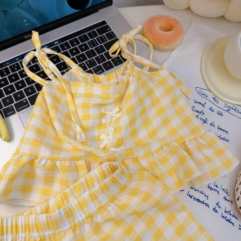 ❤️優惠促銷❤️夏季 女童 格子吊帶上衣 短褲 套裝組-細節圖6