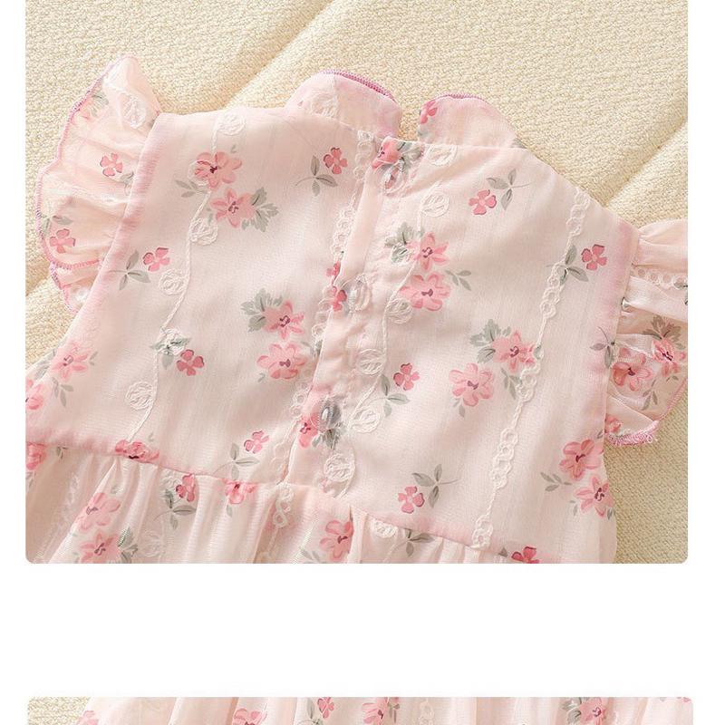 ❤️優惠促銷❤️夏季女寶碎花中國風短袖包屁衣 髮飾套裝 中國風包屁衣-細節圖5