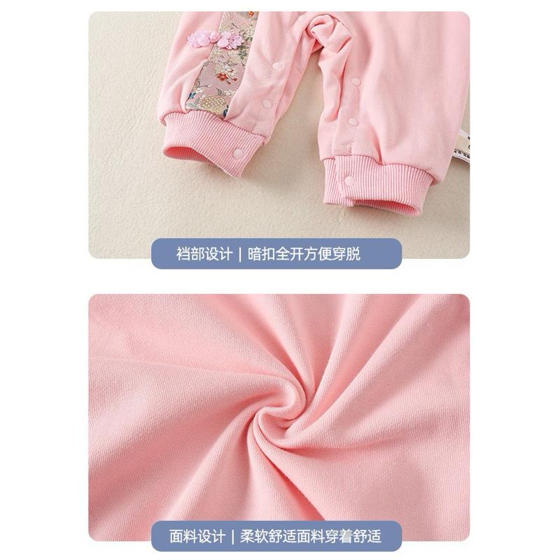 ❤️優惠促銷❤️春秋新款嬰兒中國風連身衣 雙層哈衣 嬰兒旗袍 滿月服 刺繡連身衣 喜慶紅色 新年服 過年外出服  走春-細節圖4