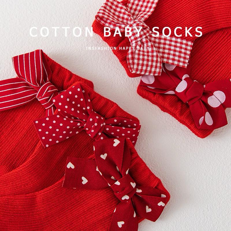 ❤️現貨促銷❤️台灣出貨 ins嬰幼兒 寶寶 紅色喜氣過年 公主襪 蝴蝶結襪 大紅色襪 聖誕襪 過年走春 過年必備-細節圖3