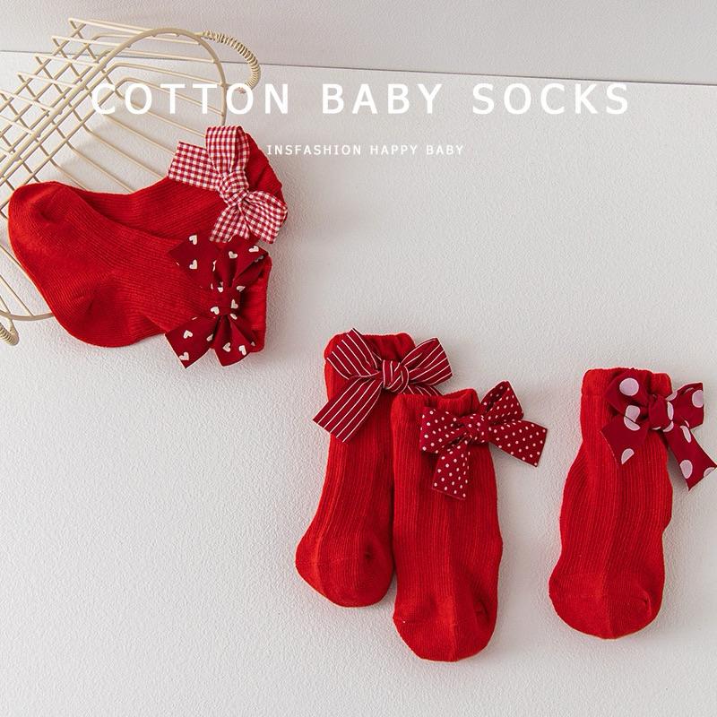 ❤️現貨促銷❤️台灣出貨 ins嬰幼兒 寶寶 紅色喜氣過年 公主襪 蝴蝶結襪 大紅色襪 聖誕襪 過年走春 過年必備-細節圖4