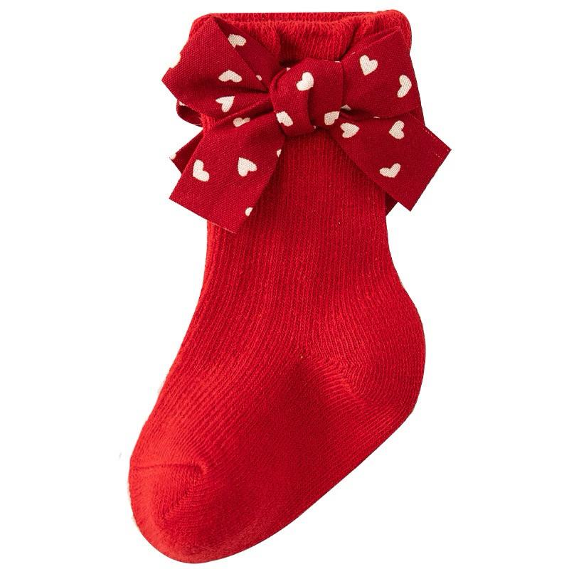 ❤️現貨促銷❤️台灣出貨 ins嬰幼兒 寶寶 紅色喜氣過年 公主襪 蝴蝶結襪 大紅色襪 聖誕襪 過年走春 過年必備-細節圖5