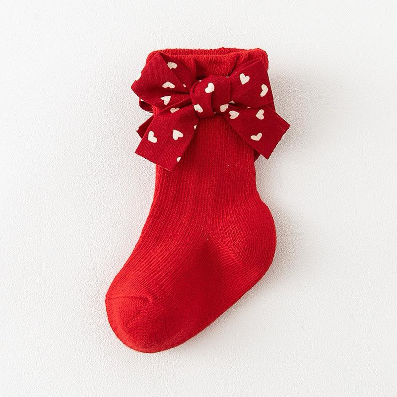 ❤️現貨促銷❤️台灣出貨 ins嬰幼兒 寶寶 紅色喜氣過年 公主襪 蝴蝶結襪 大紅色襪 聖誕襪 過年走春 過年必備-細節圖6