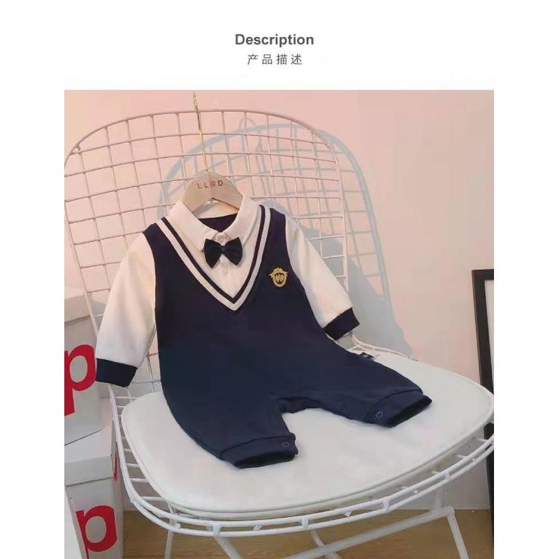 ❤️優惠促銷❤️春秋新款 男寶學院風純棉長袖連身衣 爬服 超萌可愛洋氣哈衣 外出服-細節圖2