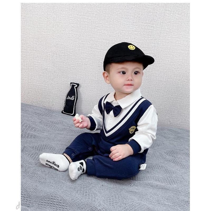 ❤️優惠促銷❤️春秋新款 男寶學院風純棉長袖連身衣 爬服 超萌可愛洋氣哈衣 外出服-細節圖6