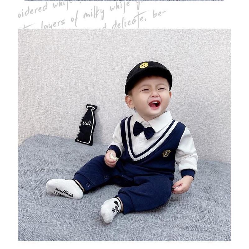 ❤️優惠促銷❤️春秋新款 男寶學院風純棉長袖連身衣 爬服 超萌可愛洋氣哈衣 外出服-細節圖7