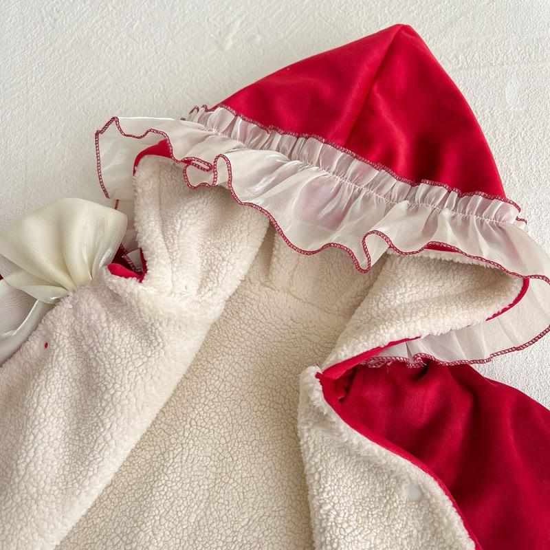 ❤️現貨促銷❤️秋冬新款 嬰兒斗篷 女童 大蝴蝶結 加絨加厚 斗篷 聖誕節披風 過年 拜年 免運費 台灣現貨 隔日到貨-細節圖6