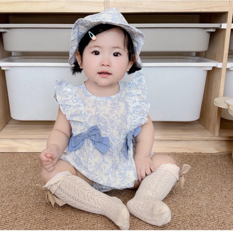 ❤️優惠促銷❤️夏季 嬰幼兒 新生兒 碎花 飛袖包屁衣 遮陽帽 套裝-細節圖3