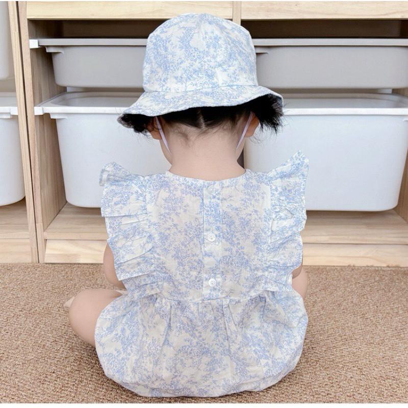 ❤️優惠促銷❤️夏季 嬰幼兒 新生兒 碎花 飛袖包屁衣 遮陽帽 套裝-細節圖4