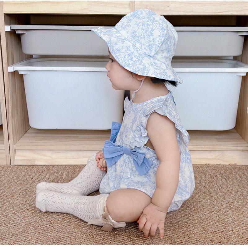 ❤️優惠促銷❤️夏季 嬰幼兒 新生兒 碎花 飛袖包屁衣 遮陽帽 套裝-細節圖5
