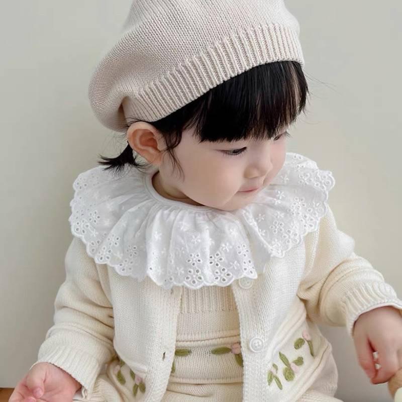 ❤️現貨促銷❤️台灣出貨 春秋新款 純色針織嬰兒貝雷帽 奶油色系 畫家帽 男女童百搭帽子 隔日到貨 免運費 快速出貨-細節圖6
