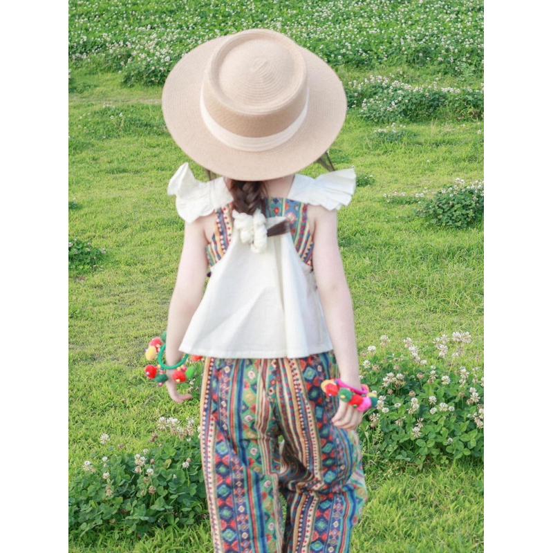 ❤️優惠促銷❤️ins 夏裝 女童 民族風套裝 飛袖T恤+九分褲 套裝 中大童套裝 新鮮貨 台灣出貨-細節圖5