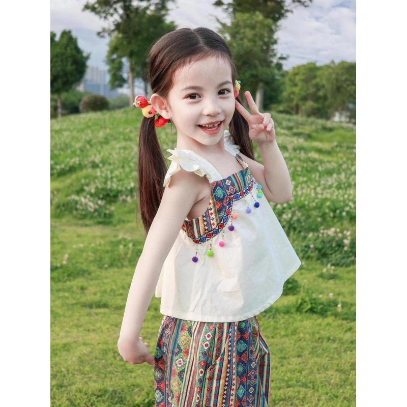 ❤️優惠促銷❤️ins 夏裝 女童 民族風套裝 飛袖T恤+九分褲 套裝 中大童套裝 新鮮貨 台灣出貨-細節圖11