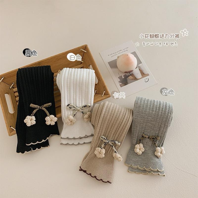 ❤️現貨促銷❤️台灣出貨 春秋新款 女童蝴蝶結小花 打底褲 九分褲 百搭 免運費 台灣出貨 隔日到貨 快速出貨-細節圖4