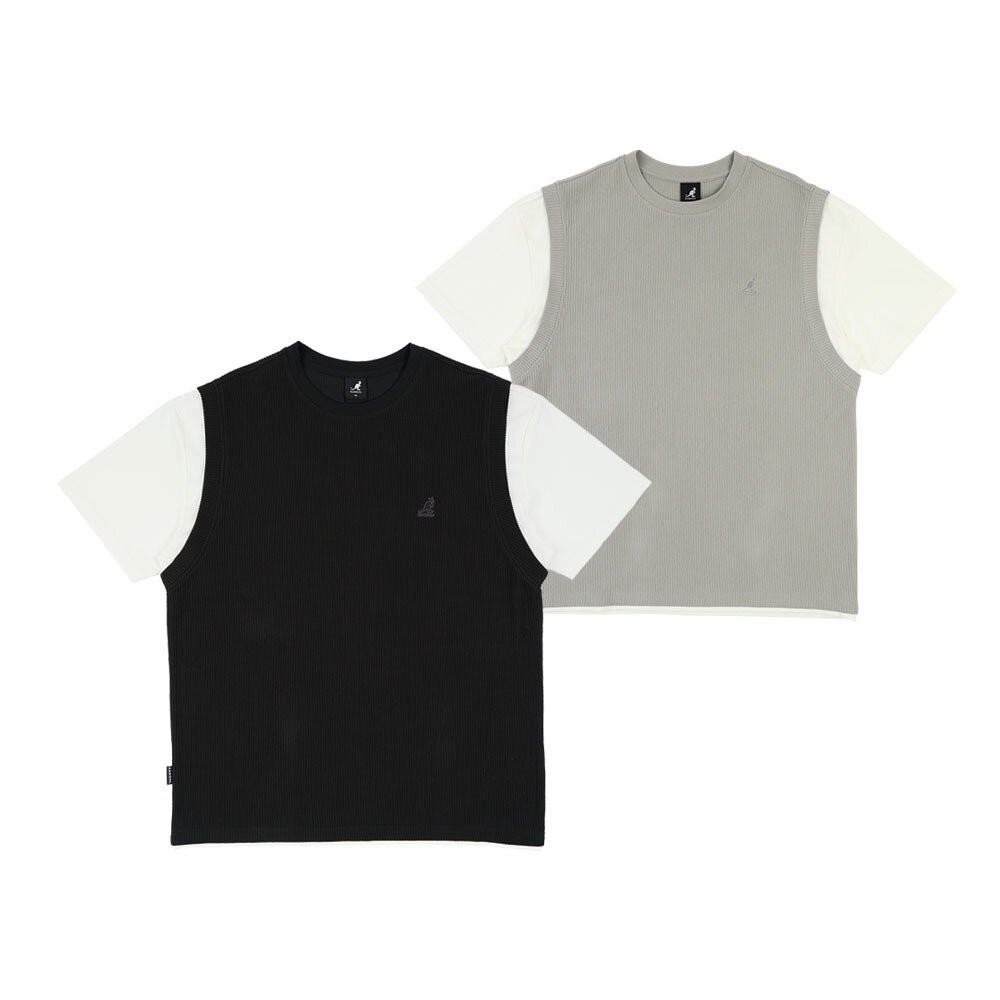 KANGOL 假兩件束條紋理短袖 衣服 [66251120]-細節圖2