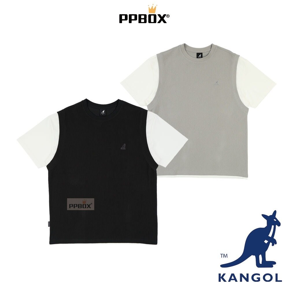 KANGOL 假兩件束條紋理短袖 衣服 [66251120]-細節圖10
