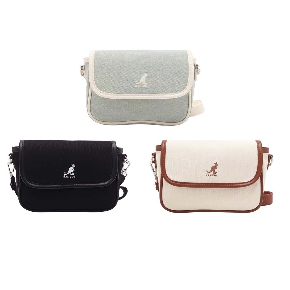 KANGOL 帆布前掀側背包 附背帶 包包 [65228701]-細節圖2