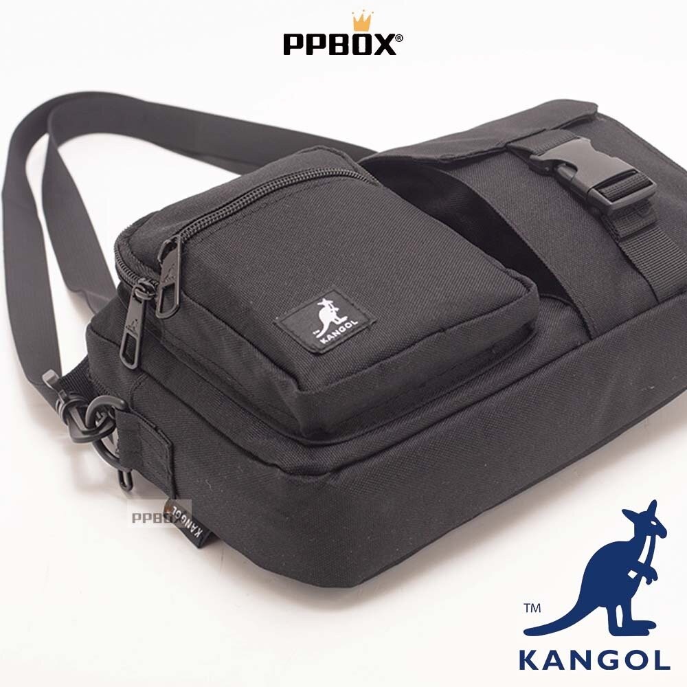KANGOL 雙口袋 工裝風斜背包 附背帶 包包 【65551704】-細節圖9