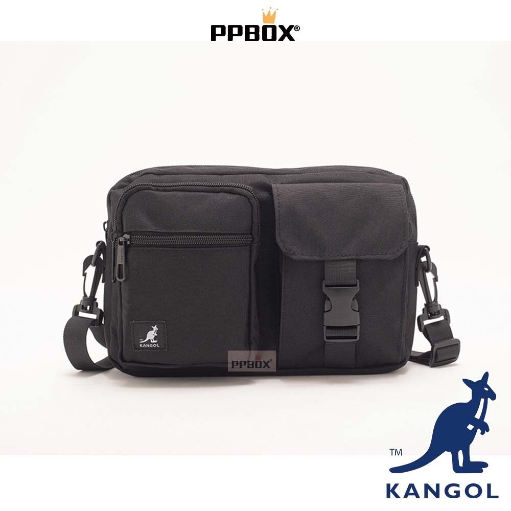 KANGOL 雙口袋 工裝風斜背包 附背帶 包包 【65551704】-規格圖9