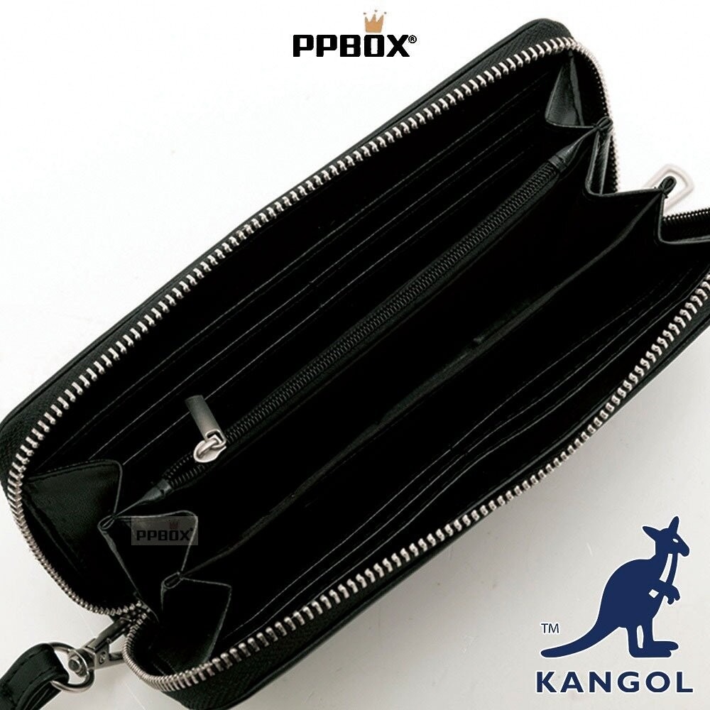 KANGOL 附掛繩 皮革長夾 包包 【65528784】-細節圖3
