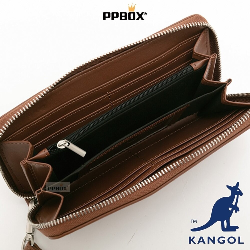 KANGOL 附掛繩 皮革長夾 包包 【65528784】-細節圖9