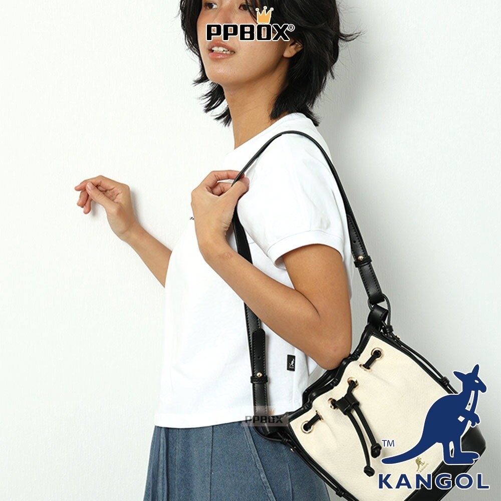 KANGOL 兩用皮配帆布水桶包 附背帶 包包 【66251711】-細節圖3