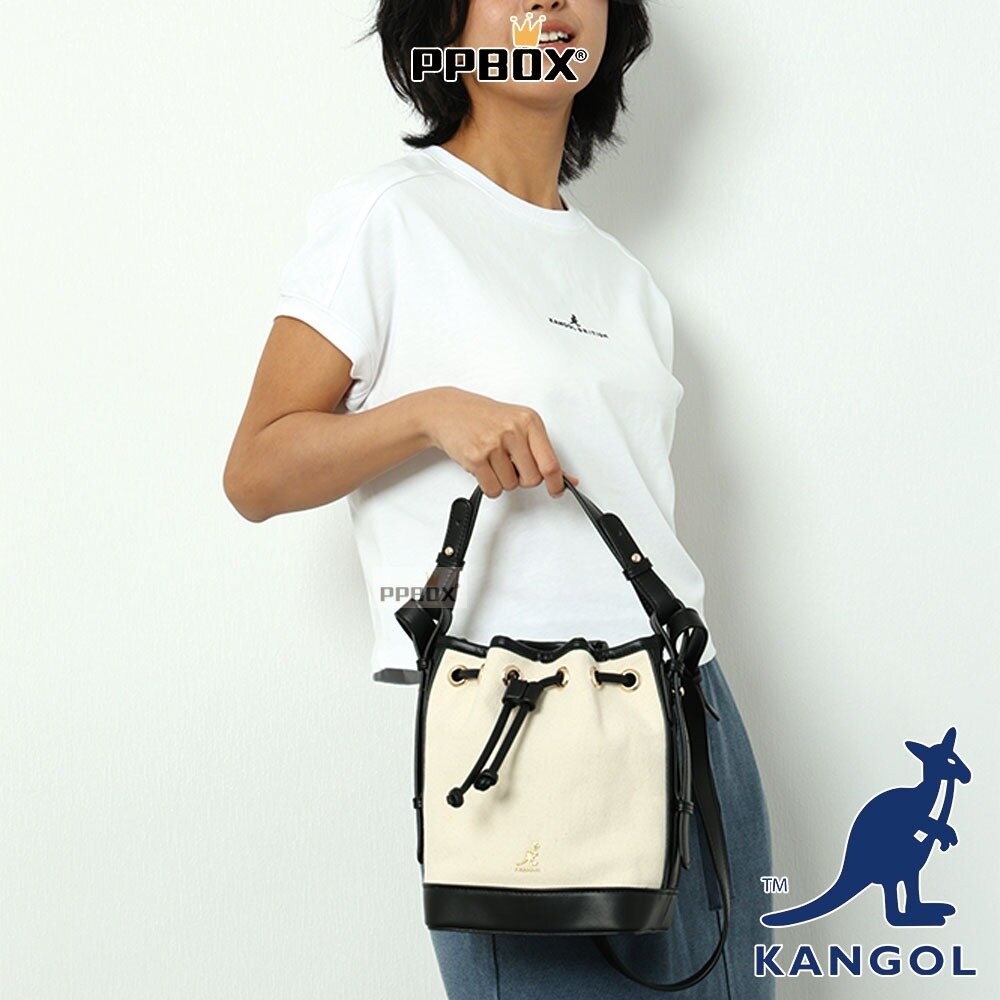KANGOL 兩用皮配帆布水桶包 附背帶 包包 【66251711】-細節圖4