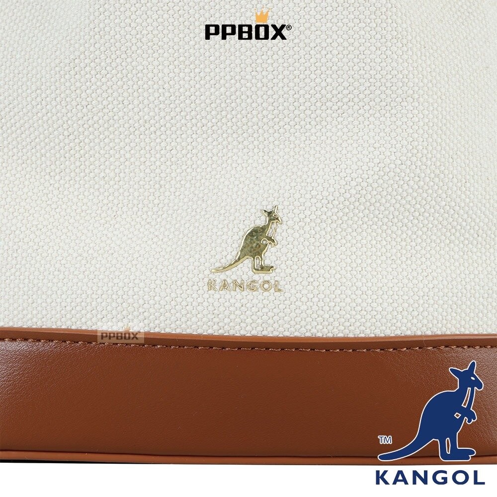 KANGOL 兩用皮配帆布水桶包 附背帶 包包 【66251711】-細節圖6