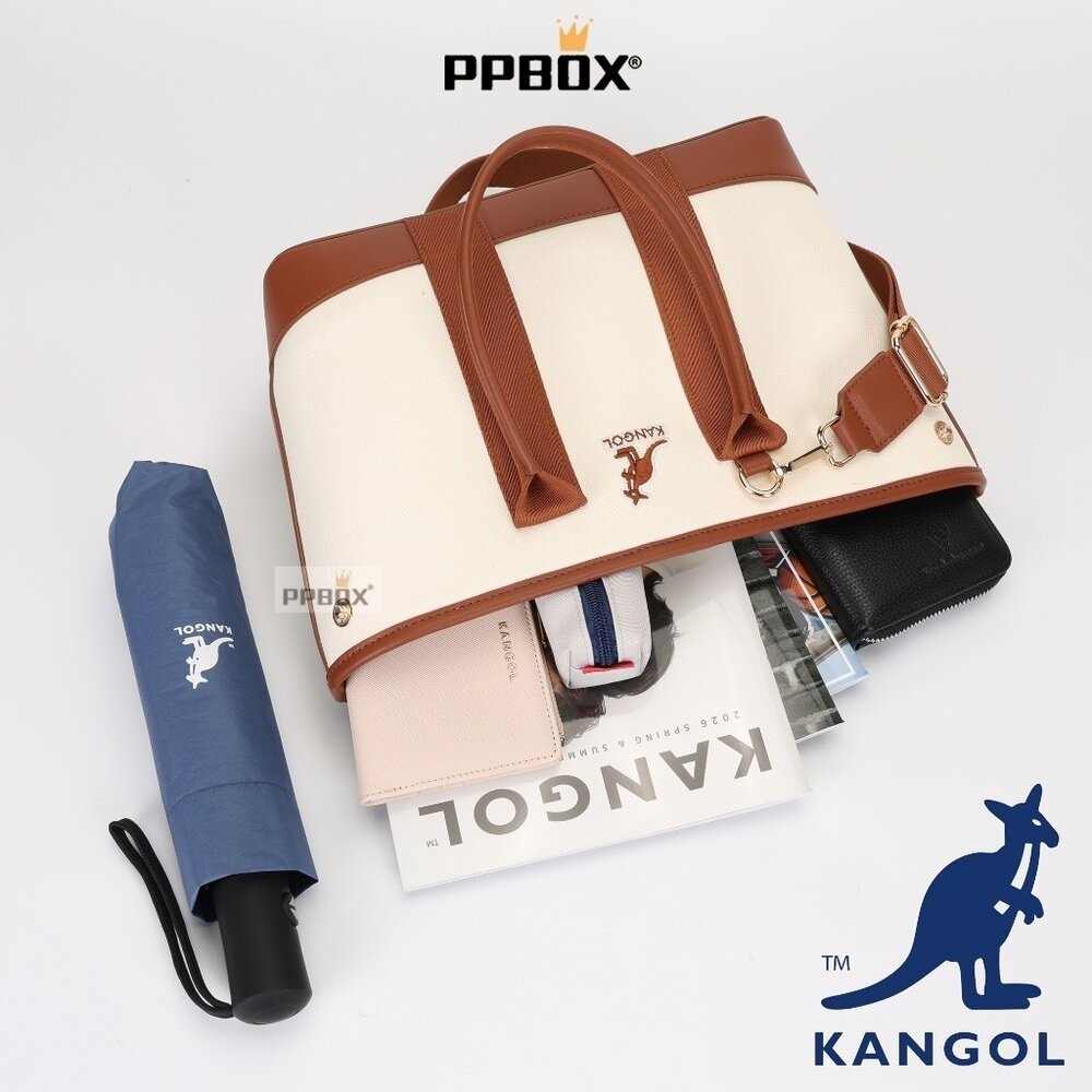 KANGOL 袋鼠 帆布托特包 附背帶 66258704 時尚 包包-細節圖2