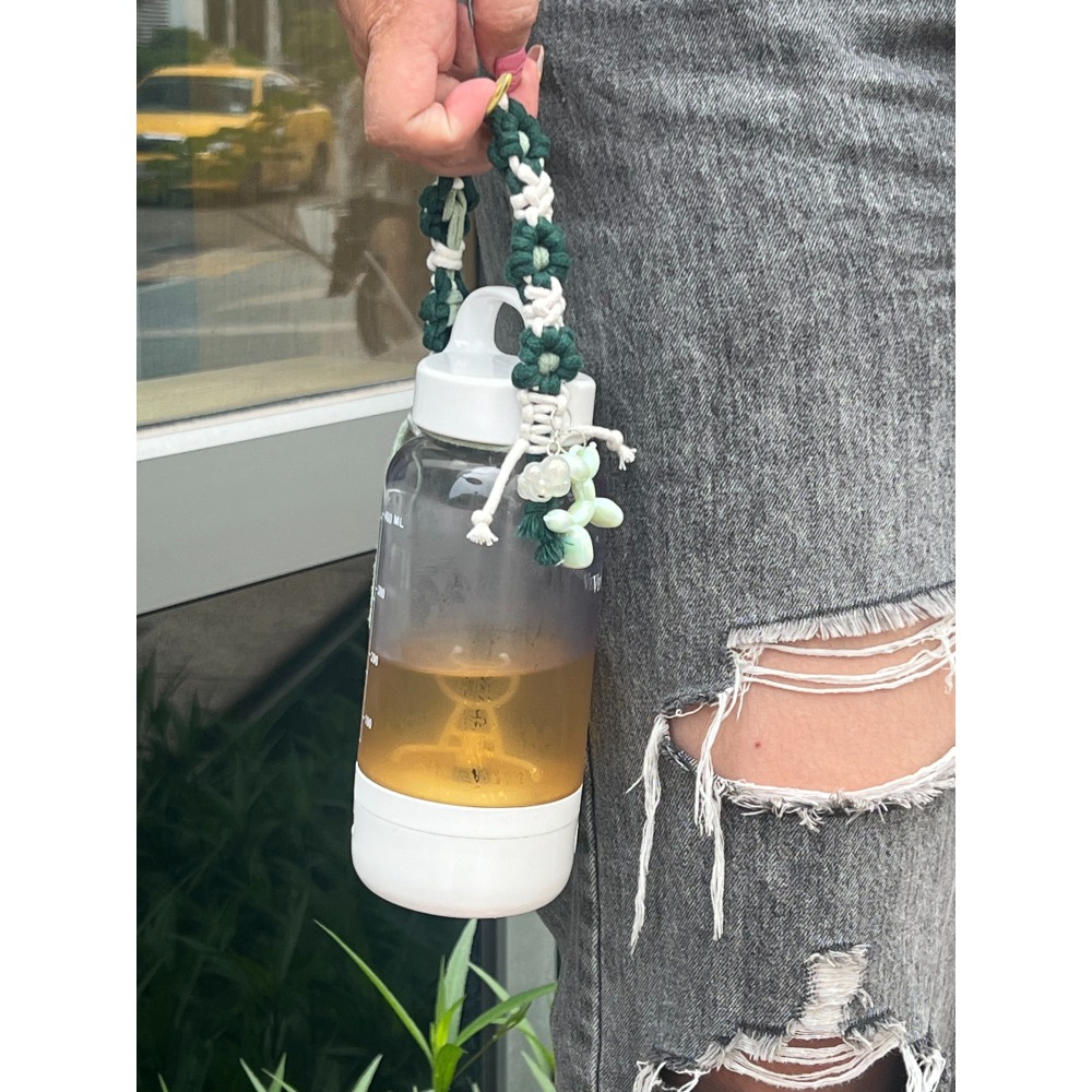 100%純手工編織｜小花杯袋｜環保杯、飲料提繩-細節圖8