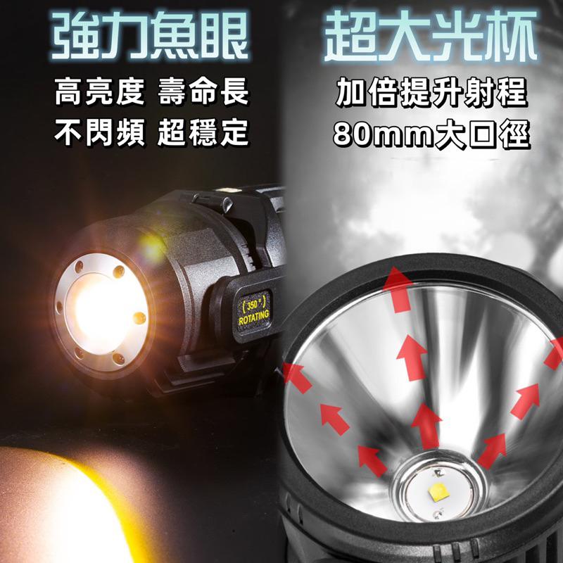 led強光手電筒 黄白紅光探照燈 多功能手提燈 TYPE-C USB充電 6檔 防水露營家用應急照明-細節圖4