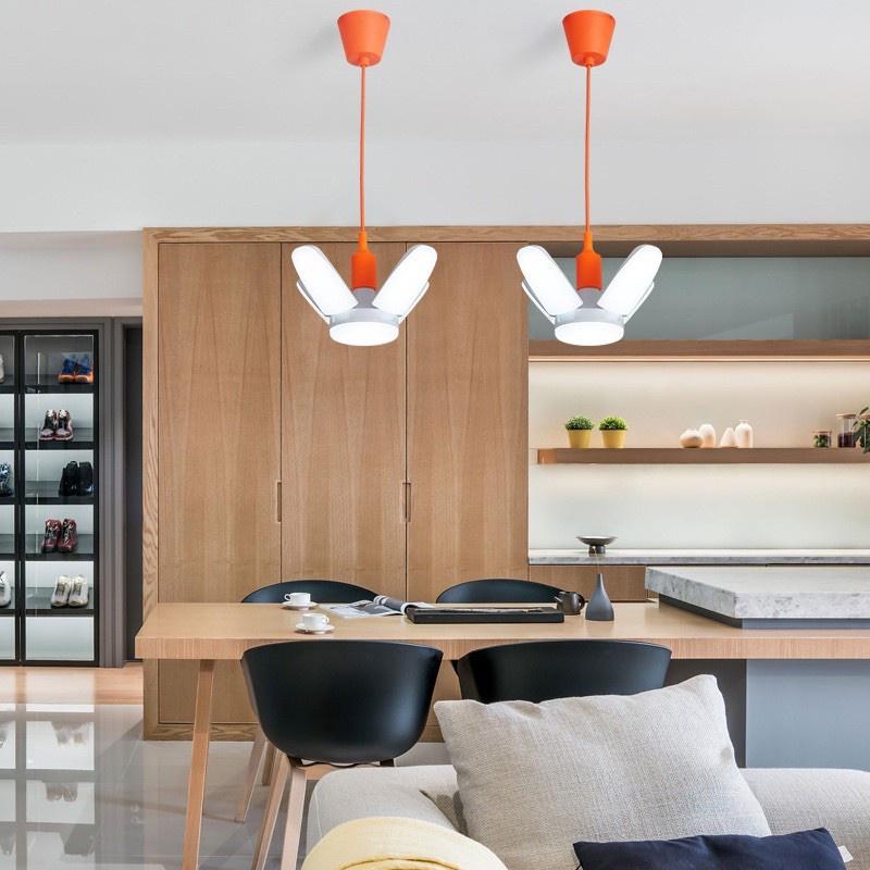 尚玲瓏百貨  60w e27 四葉 燈泡 可折疊 探照燈 戶外燈 工作燈 露營 工地 穩定 長亮-細節圖2