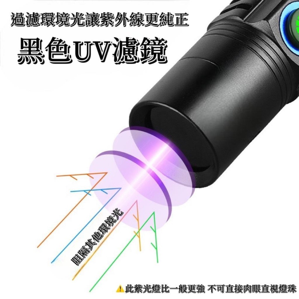 台灣現貨🇹🇼  365nm 專業級充電紫光手電筒 uv膠固化 UV紫外線 檢驗螢光防偽 驗鈔燈 TYPE-C-細節圖3